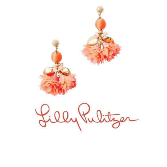 Lilly Pulitzer "Full Bloom" Earrings in Tangelo Orange Style #: 004703 40 New - Picture 2 of 7